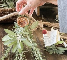 how to use greenery for christmas diy projects, Fresh Herb and Dried Fruit Christmas Garland