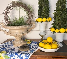 how to use greenery for christmas diy projects, Boxwood and Lemon Topiaries