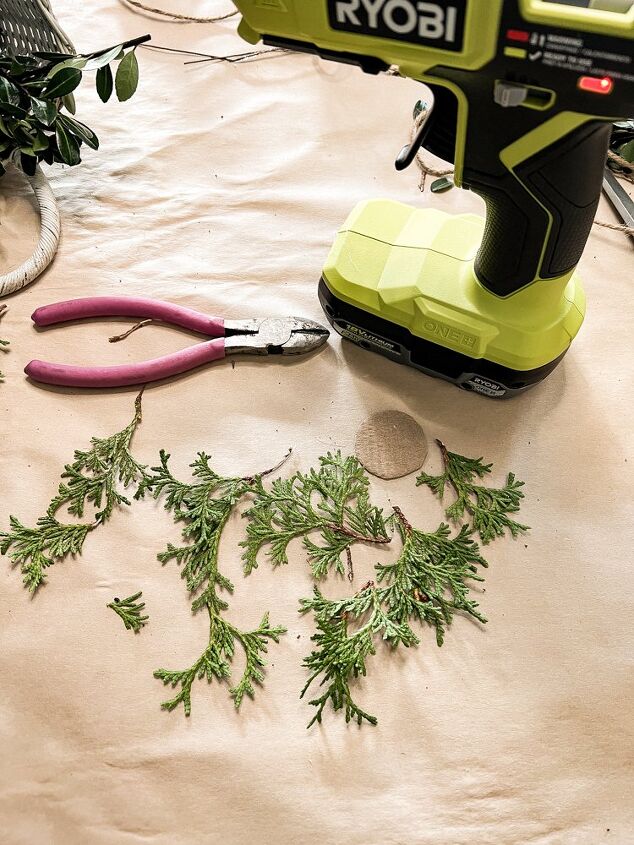 how to use greenery for christmas diy projects, Use Hot glue to make Christmas DIY Projects