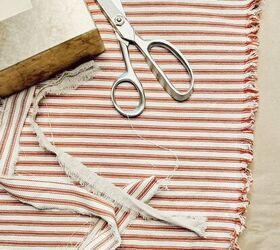5 sustainable gift wrapping diy package toppers, Cut and prepare lengths of fabric to wrap packages for Christmas