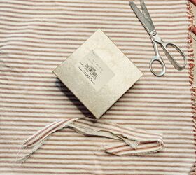 5 sustainable gift wrapping diy package toppers, Cut and prepare lengths of fabric to wrap packages for Christmas