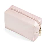 best minimalism cosmetics brands, PU Leather Cosmetic Bag for Women Girls Minimalism Makeup Bag for Daily Use Portable Storage Purse Small Neat Cosmetic Pouch Water resistant Toiletry Bag for Travel Light Pink