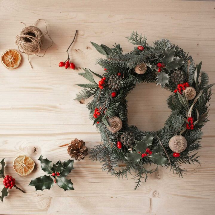 15 ideas for cheap christmas decorations that make your home look ama, Make a DIY Christmas wreath to save some money on your decor when looking for ideas for cheap Christmas decorations