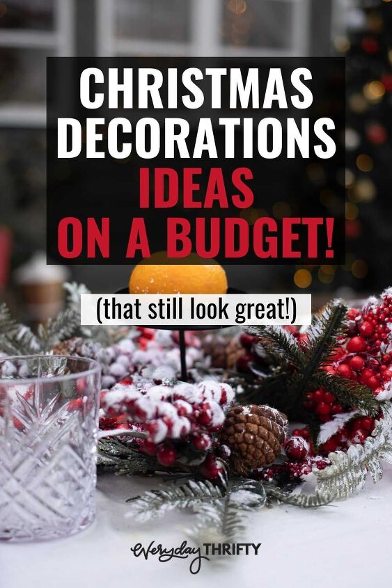 15 ideas for cheap christmas decorations that make your home look ama, Pinterest image of Christmas tabletop decor for ideas for cheap christmas decorations