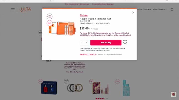 the ultimate ulta gift guide for christmas 2022, Clinique Happy Treats Fragrance Set