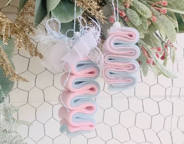8 candy themed diy dollar tree christmas crafts, Ribbon candy ornament
