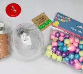 8 candy themed diy dollar tree christmas crafts, Materials for the gumball machine ornament