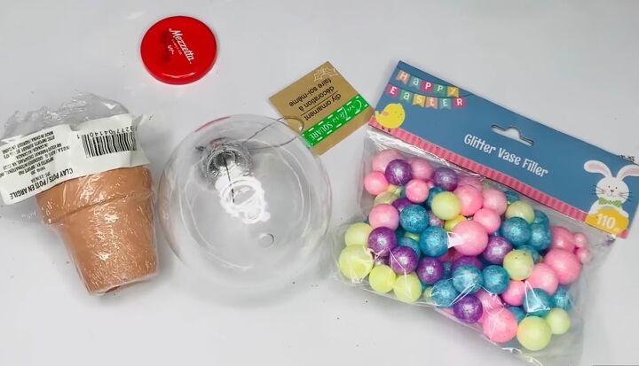 8 candy themed diy dollar tree christmas crafts, Materials for the gumball machine ornament