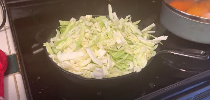 how to cook a southern new year s day dinner on a budget of 20, Frying the cabbage