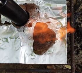 we dumped out grill for this game changing rv kitchen gadget, Torching the steak for the perfect sear