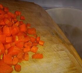 what to eat on an extreme grocery budget of 1 per person per day, Chopping carrots