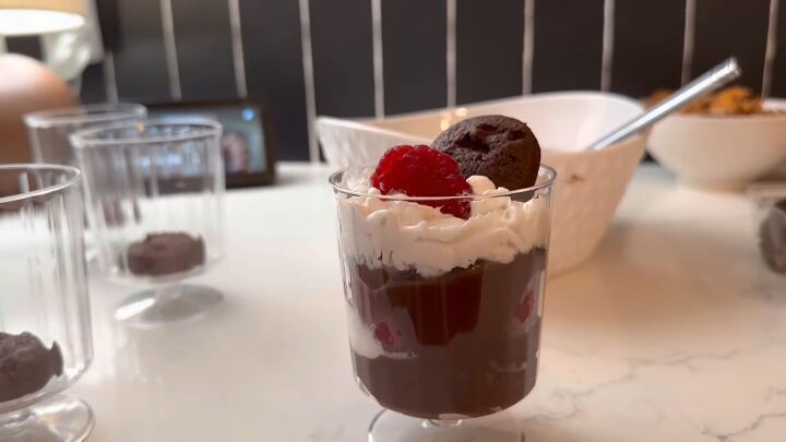 elegant easy holiday dinner ideas 3 course for the festive season, Chocolate pudding topped with cream and berries