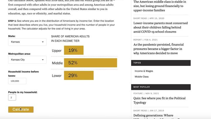 what is upper middle lower class income why is it important, Pew Research class calculator