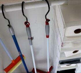 7 different ways to organize your home using s hooks, Cleaning supply closet with S hooks