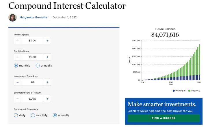 do i need more than 1 000 000 for retirement, Compound interest calculator