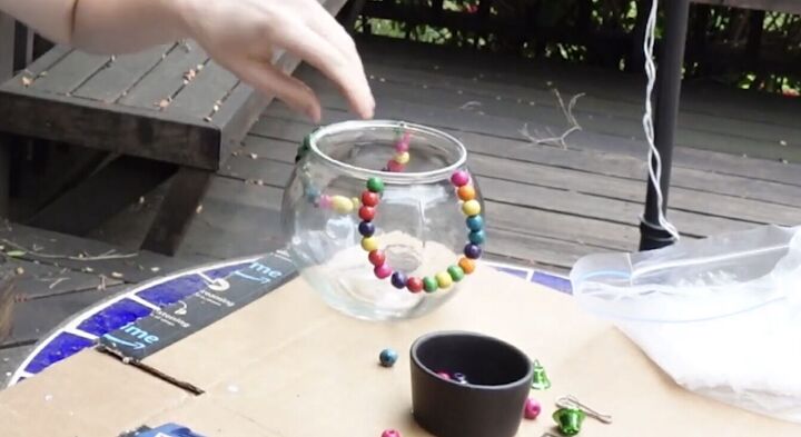 3 colorful diy dollar tree planters to brighten your home, Gluing the beads