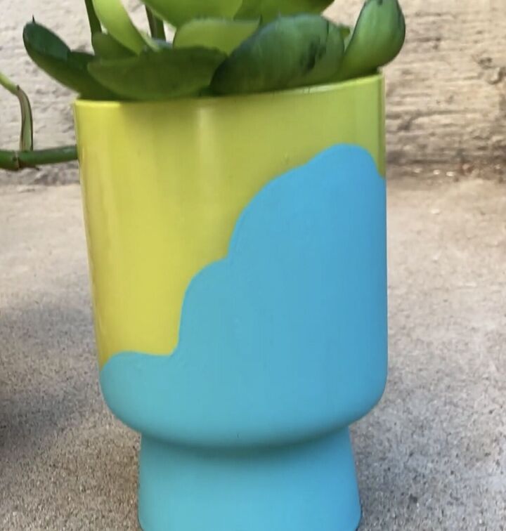 3 colorful diy dollar tree planters to brighten your home, West Elm Bishop inspired planter