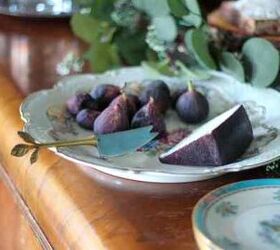 how to use a garland for everyday holidays, Plate of figs and cheese on antique buffet
