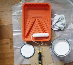 5 painting tips for a small space orc week 3, Orange paint tray with paint roller and paint tray