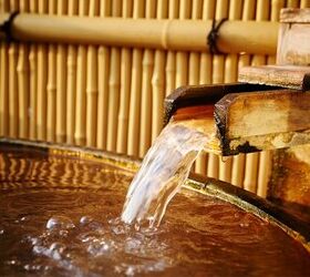 l shape house, Traditional onsen bath