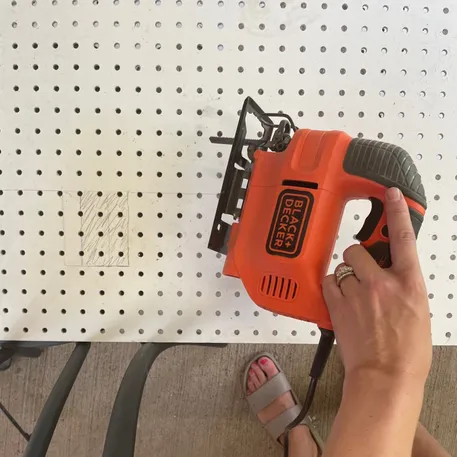 5 garage makeover ideas on a budget, To cut the pegboards I used my jigsaw