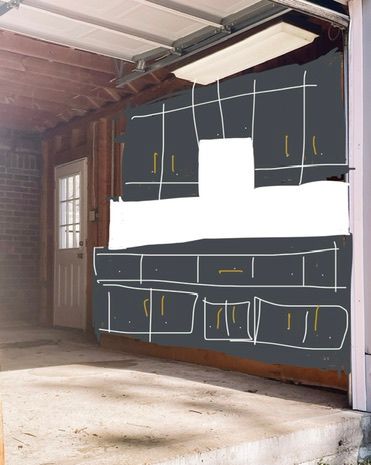 5 garage makeover ideas on a budget, Here was the first rough sketch to streamline my dream and help visualize all the pieces
