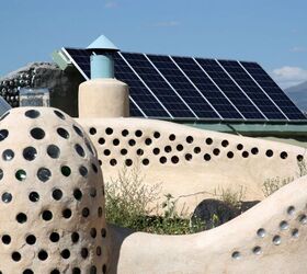 what s is like living in an earthship home made of dirt, Solar powered Earthship home