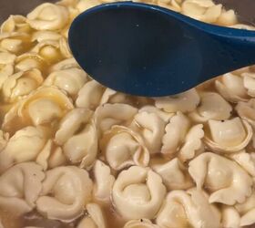 3 warm cozy soups for winter you can make on a budget, Cooking the tortellini