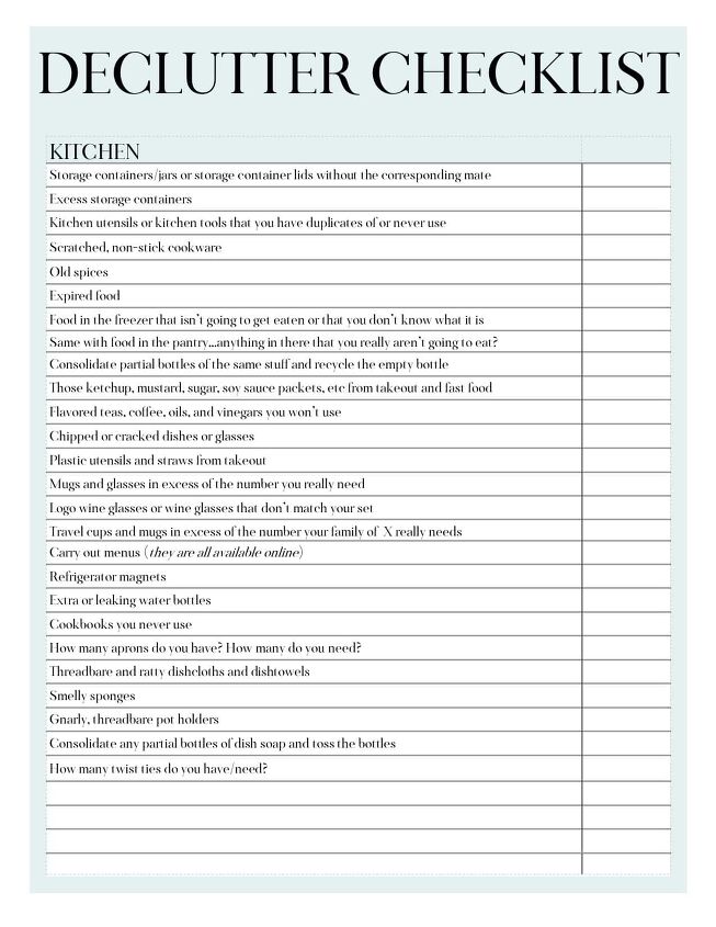 Declutter Checklist for Kitchen & Laundry Room | Simplify