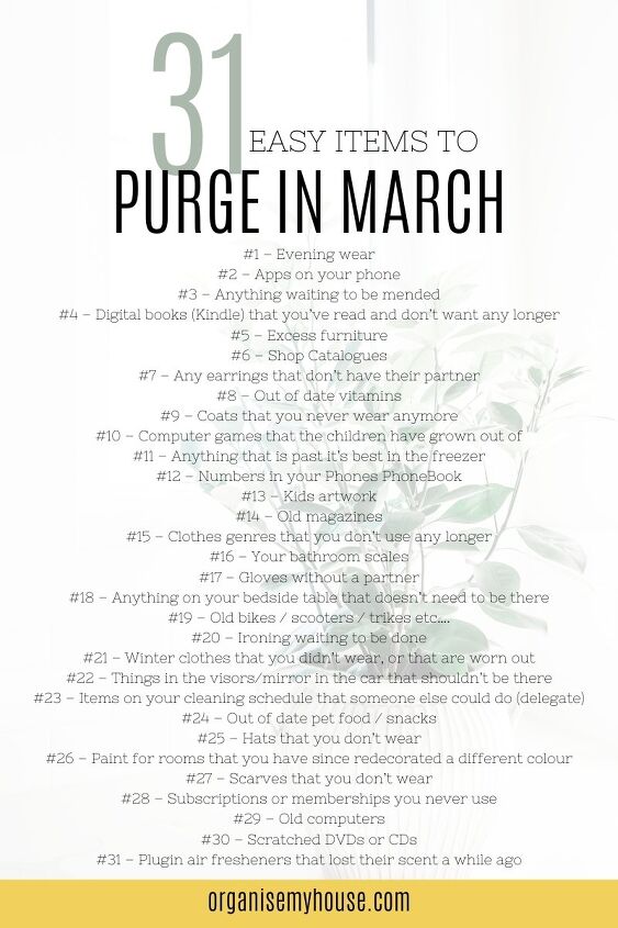 31 items to purge from your home in march free checklist, 31 Items To Purge From Your Home And Life In March incl Free Printable