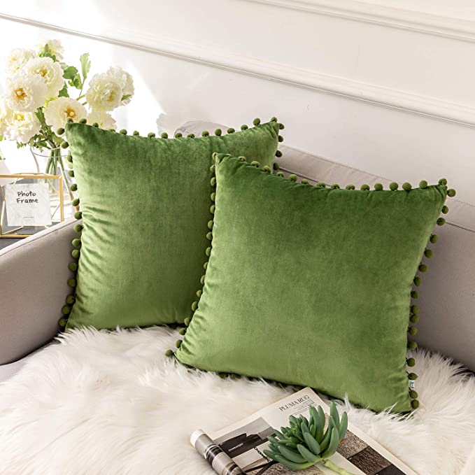 16 best places to buy beautiful budget throw pillows under 30, Green velvet throw pillows