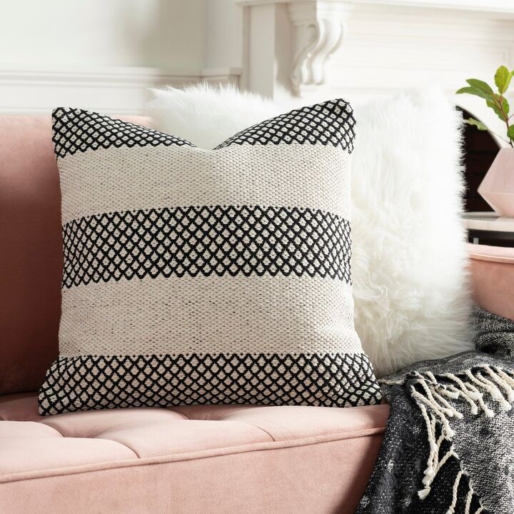 16 best places to buy beautiful budget throw pillows under 30, Farmhouse black and ivory striped throw pillow