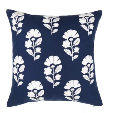 16 best places to buy beautiful budget throw pillows under 30, Everhome Floral Square Throw Pillow in Navy White