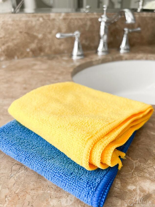 over 30 cleaning tools that make life easier, Blue and yellow microfiber cleaning cloths