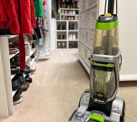 over 30 cleaning tools that make life easier, Bissell Pro Heat carpet cleaner sitting on carpet in walk in closet