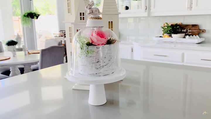 3 diy dollar tree spring decor projects in a farmhouse style, How to make a faux spring cake cloche
