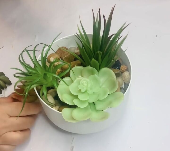 5 easy dollar tree diys you can make using faux succulents, Adding the succulents