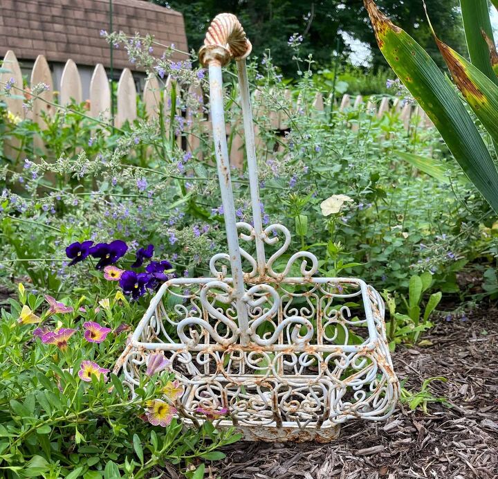 7 easy ways to make faux flowers look real, Found this rusty wrought iron basket thrifting in Vermont