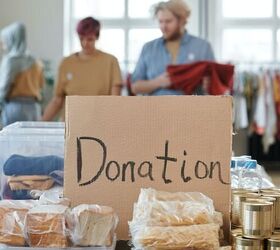 the benefits of decluttering your possessions, donation box