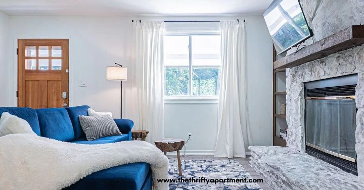 15 easy home makeover ideas you can do on a tight budget, white curtains ceiling height