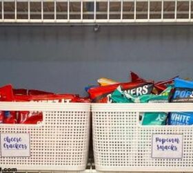 budget friendly snack pantry ideas for the entire family, storage bins with labels