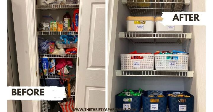 budget friendly snack pantry ideas for the entire family, before and after snack pantry