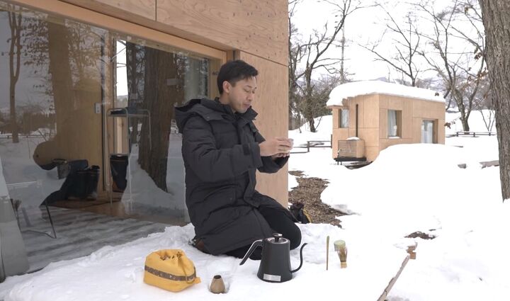 take a tour inside this mobile tiny home in hakuba japan, Tea ceremony in the snow