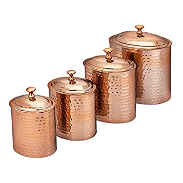 how to accessorize a kitchen 20 easy decor tips, Hammered Copper Canisters