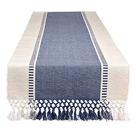 how to accessorize a kitchen 20 easy decor tips, French Blue Striped Table Runner