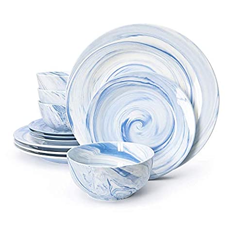 how to accessorize a kitchen 20 easy decor tips, Blue Swirl Porcelain Dinnerware Set