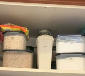 pantry organization ideas how to sort out your messy pantry, Tupperware with black lids