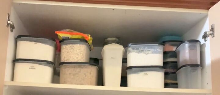 pantry organization ideas how to sort out your messy pantry, Tupperware with black lids