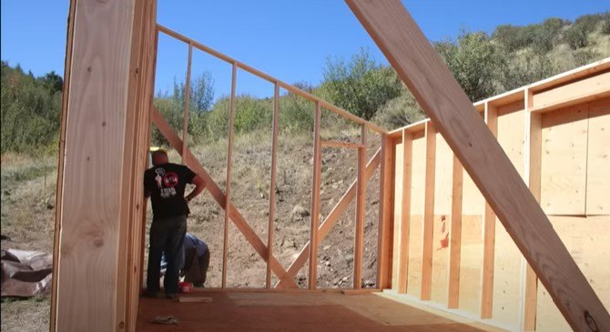 how to build a diy off grid tiny cabin from scratch, Framing the walls