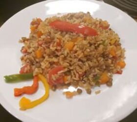 5 healthy dollar tree vegan recipes you can make for 6 25, Stir fried lentils and brown rice